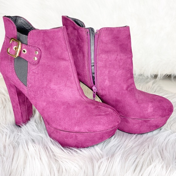 G by Guess Shoes - G by Guess purple swede heeled booties